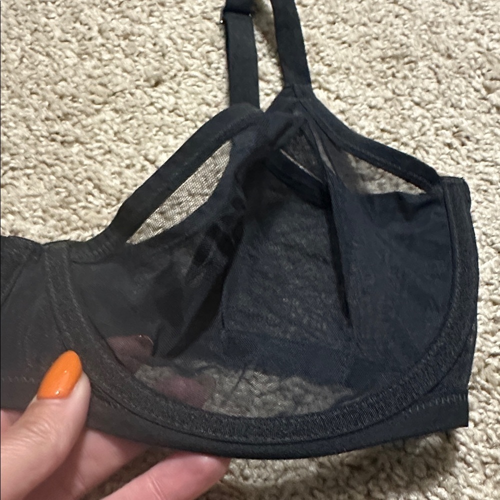 Skims 32dddd sheer mesh underwire bra onyx - Picture 2 of 6